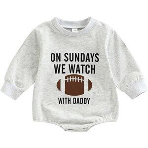 Unisex Baby Boy‎ Girl Football Season Romper Sweatshirt Long Sleeve Letter Print